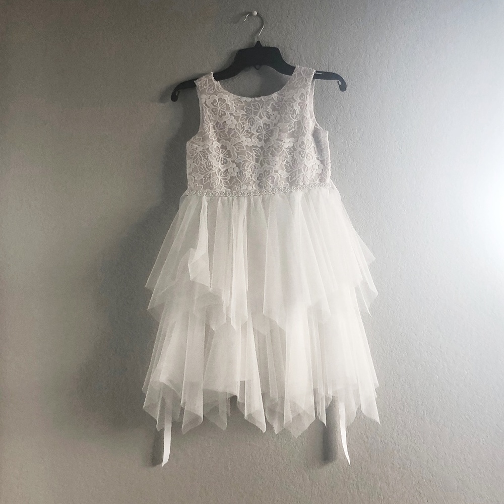 Girls White Formal Dress 6X